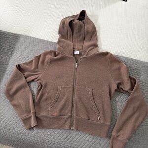 TNA Cropped waffle zip-up